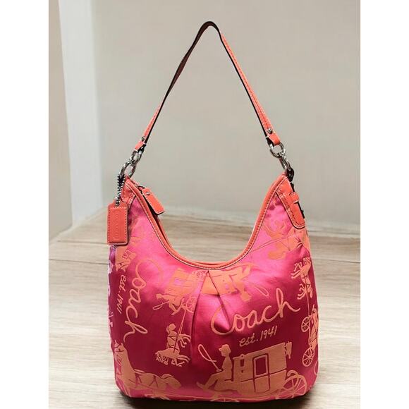 Y2K Coach F14480 Horse & Carriage Sateen Hobo Bag & Pleated Wristlet - Picture 2 of 14